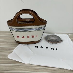 Marni Tan and White Mini Bag
